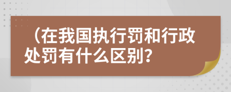 （在我国执行罚和行政处罚有什么区别？