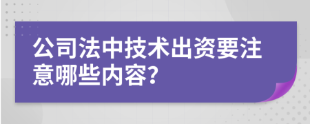 公司法中技术出资要注意哪些内容？