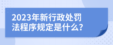 2023年新行政处罚法程序规定是什么？