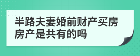 半路夫妻婚前财产买房房产是共有的吗