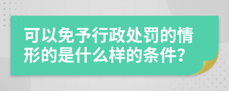 可以免予行政处罚的情形的是什么样的条件？