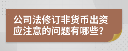 公司法修订非货币出资应注意的问题有哪些？