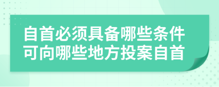 自首必须具备哪些条件可向哪些地方投案自首