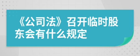 《公司法》召开临时股东会有什么规定