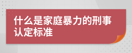 什么是家庭暴力的刑事认定标准