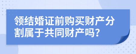 领结婚证前购买财产分割属于共同财产吗？