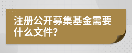 注册公开募集基金需要什么文件？