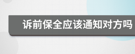 诉前保全应该通知对方吗