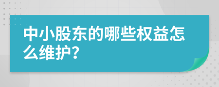 中小股东的哪些权益怎么维护？