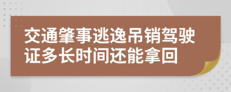 交通肇事逃逸吊销驾驶证多长时间还能拿回