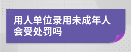 用人单位录用未成年人会受处罚吗