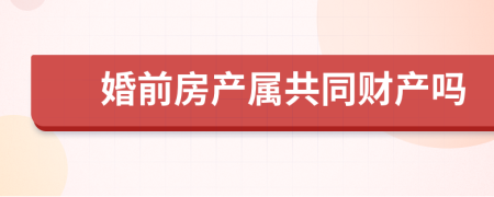 婚前房产属共同财产吗