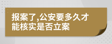 报案了,公安要多久才能核实是否立案