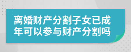 离婚财产分割子女已成年可以参与财产分割吗