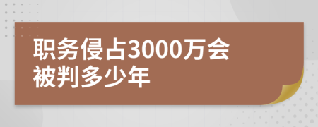 职务侵占3000万会被判多少年