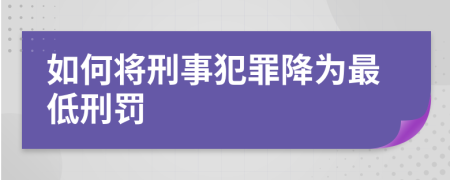 如何将刑事犯罪降为最低刑罚