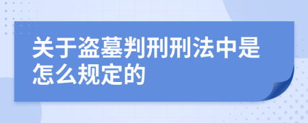 关于盗墓判刑刑法中是怎么规定的