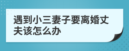 遇到小三妻子要离婚丈夫该怎么办