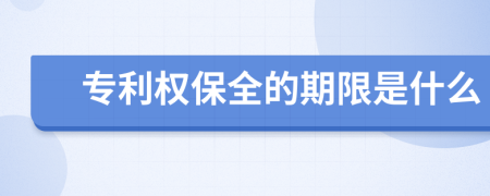 专利权保全的期限是什么