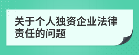 关于个人独资企业法律责任的问题