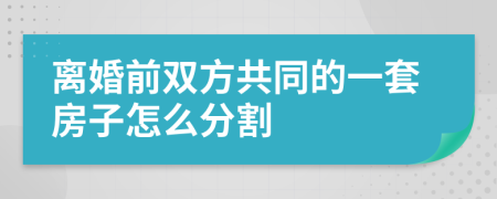 离婚前双方共同的一套房子怎么分割