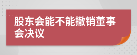 股东会能不能撤销董事会决议