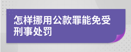 怎样挪用公款罪能免受刑事处罚