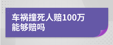 车祸撞死人赔100万能够赔吗