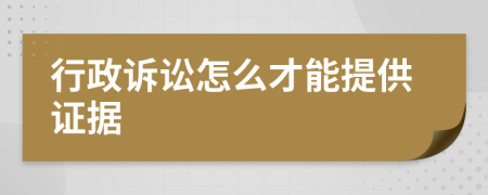 行政诉讼怎么才能提供证据