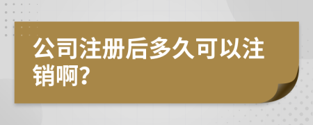 公司注册后多久可以注销啊？