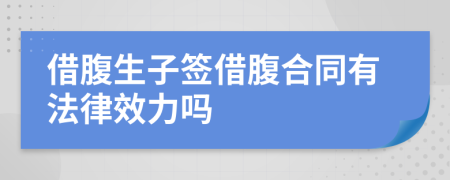 借腹生子签借腹合同有法律效力吗