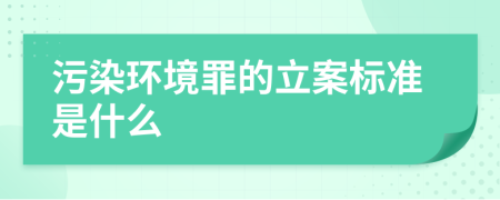 污染环境罪的立案标准是什么