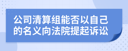 公司清算组能否以自己的名义向法院提起诉讼