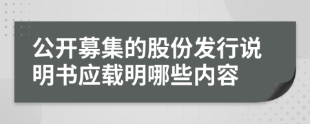 公开募集的股份发行说明书应载明哪些内容