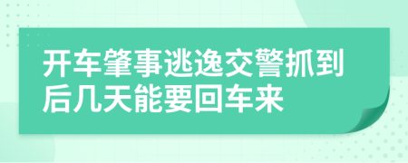 开车肇事逃逸交警抓到后几天能要回车来