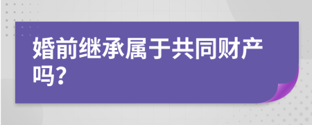 婚前继承属于共同财产吗？