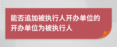 能否追加被执行人开办单位的开办单位为被执行人