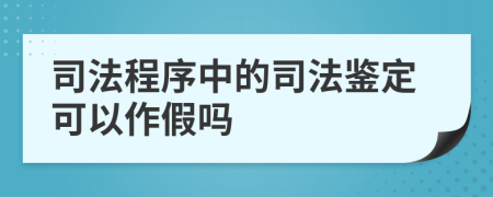 司法程序中的司法鉴定可以作假吗