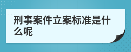 刑事案件立案标准是什么呢