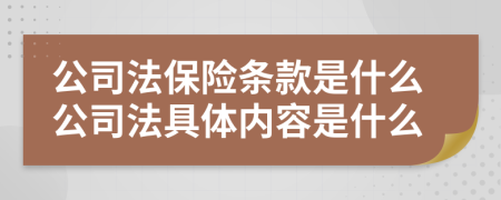 公司法保险条款是什么公司法具体内容是什么