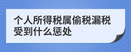 个人所得税属偷税漏税受到什么惩处