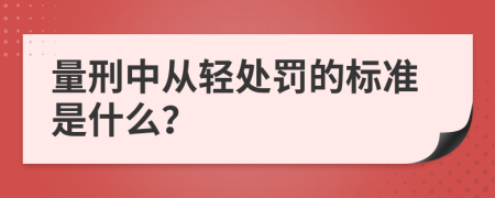 量刑中从轻处罚的标准是什么？