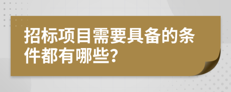 招标项目需要具备的条件都有哪些？