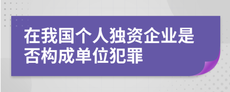 在我国个人独资企业是否构成单位犯罪