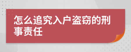 怎么追究入户盗窃的刑事责任