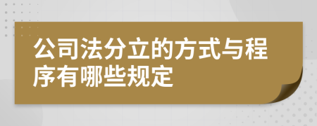 公司法分立的方式与程序有哪些规定