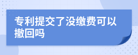 专利提交了没缴费可以撤回吗