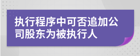 执行程序中可否追加公司股东为被执行人