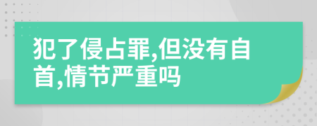 犯了侵占罪,但没有自首,情节严重吗