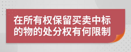 在所有权保留买卖中标的物的处分权有何限制